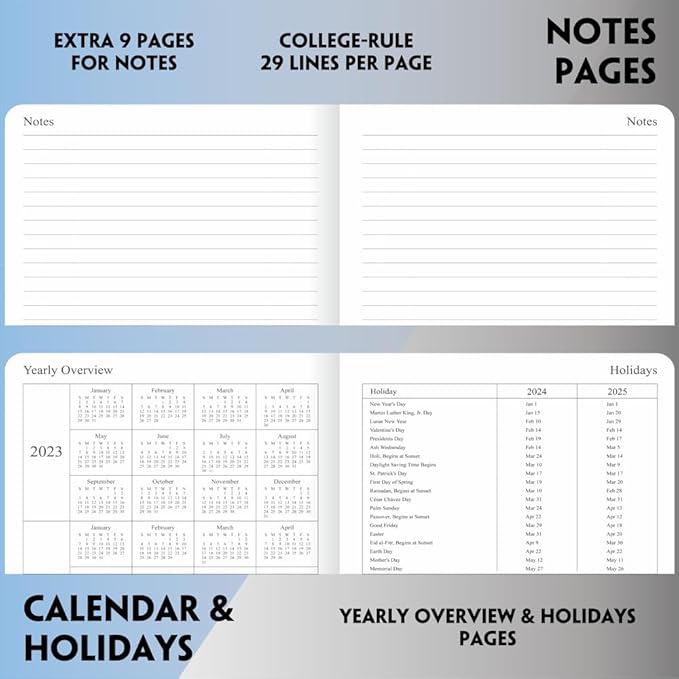 2025 Planner - Weekly and Monthly Planner Jan 2025 to Dec 2025, Vegan Leather Cover, Elastic Closure, 7”x9.25”, Grey