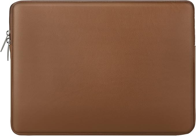 RAINYEAR 15 Inch Laptop Sleeve Soft PU Leather Case Protective Water Resistant Padded Cover Carrying Computer Bag Compatible with 15.4 MacBook Pro, Surface Laptop 3/4 15", New XPS 15 Touch(Brown)