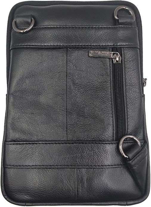 Hebetag Small Leather Sling Shoulder Bag Messenger Pack for Men Women Outdoor Travel Business