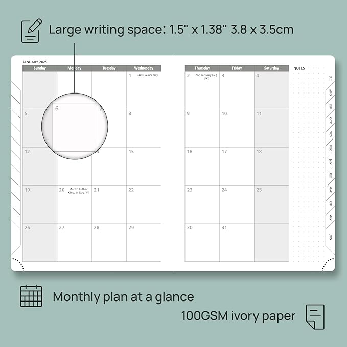 POPRUN Planner 2024-2025, [Medium 6.5'' x 8.5'' Hard Cover] Academic Calendar (July 24-June 25) Daily Weekly and Monthly Appointment Book with Hourly Time Slots, Monthly Tabs, 100 GSM - Orange