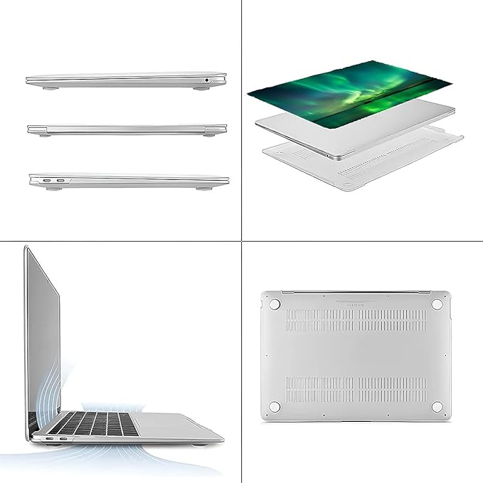 Compatible with MacBook Air 13.3 inch Case 2018-2020 Release A1932 A2179 A2337, Iceland Green Aurora Hard Plastic Shell Cover Case