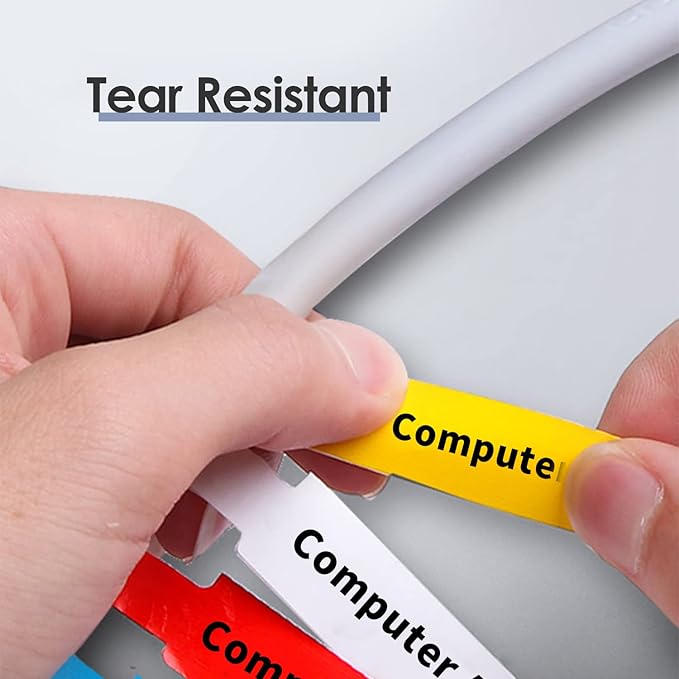 16 Sheet 480 Pcs Cable Labels Tags for Cable Management, Wmiwulien Colorful Waterproof Cord Labels Tags for Electronics, Self Adhesive Tear Resistant Wire Labels for Laser Printer and Handwriting