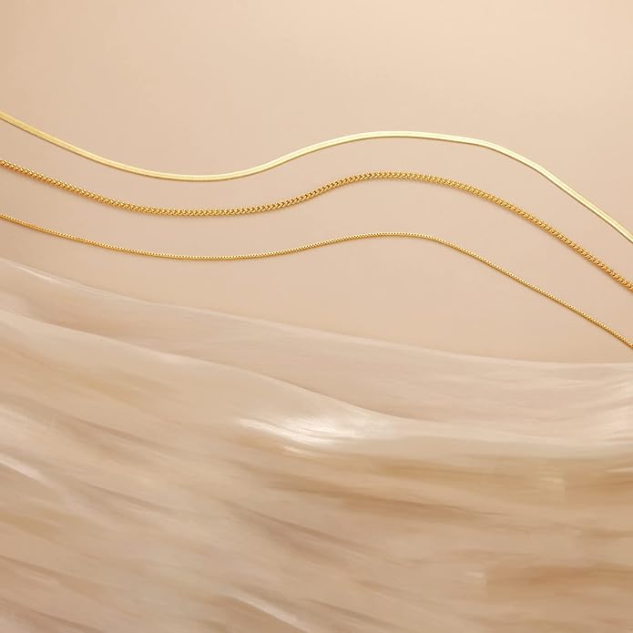 Herringbone Necklace for Women,Dainty Gold Necklace,14k Gold Plated Snake,Gold Chain Choker Necklaces,Simple Gold Layered Necklaces,Gold Jewelry Gift for Women