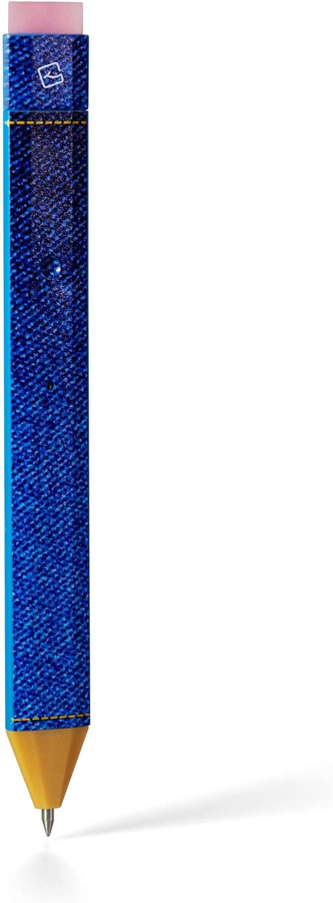 Pen Bookmark | Erasable Ballpoint Gel Pen and Bookmark 3-in-1 | Ink Novelty Pen with Eraser | Page Marker | Book Marker | Page Holder Clip | Stationery Gift Idea for Reader and Writer (Jeans)