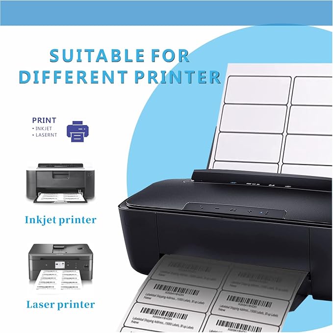 2"×4" Shipping Labels, JIQEZNL Premium 10 UP Address Labels, 1000 Mailing Labels for Envelopes for Laser/Ink Jet Printer, White Paper Printable Sticker Labels 10 Per Sheet 8.5"×11"