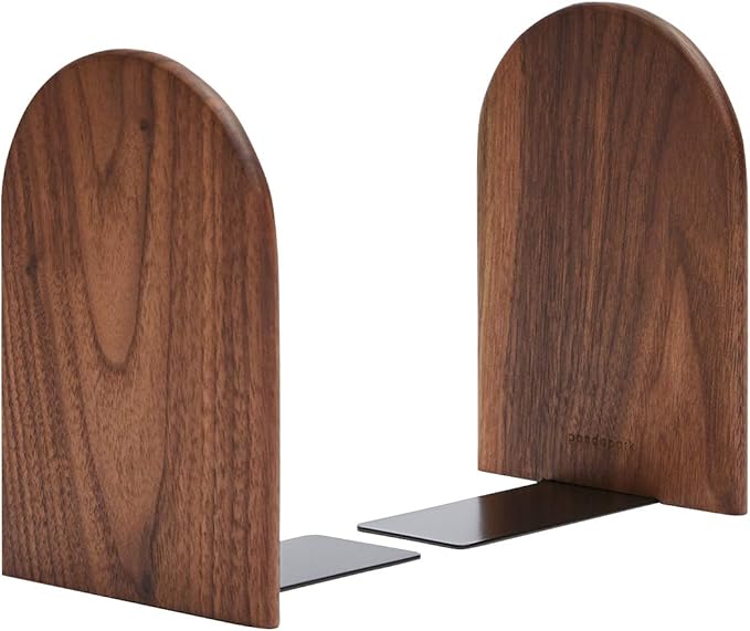 Pandapark Wood Bookends,Non-Skid Bookend for Shelves,Heavy Duty Bookends,Book Stand for Books/CDs,1 Pair