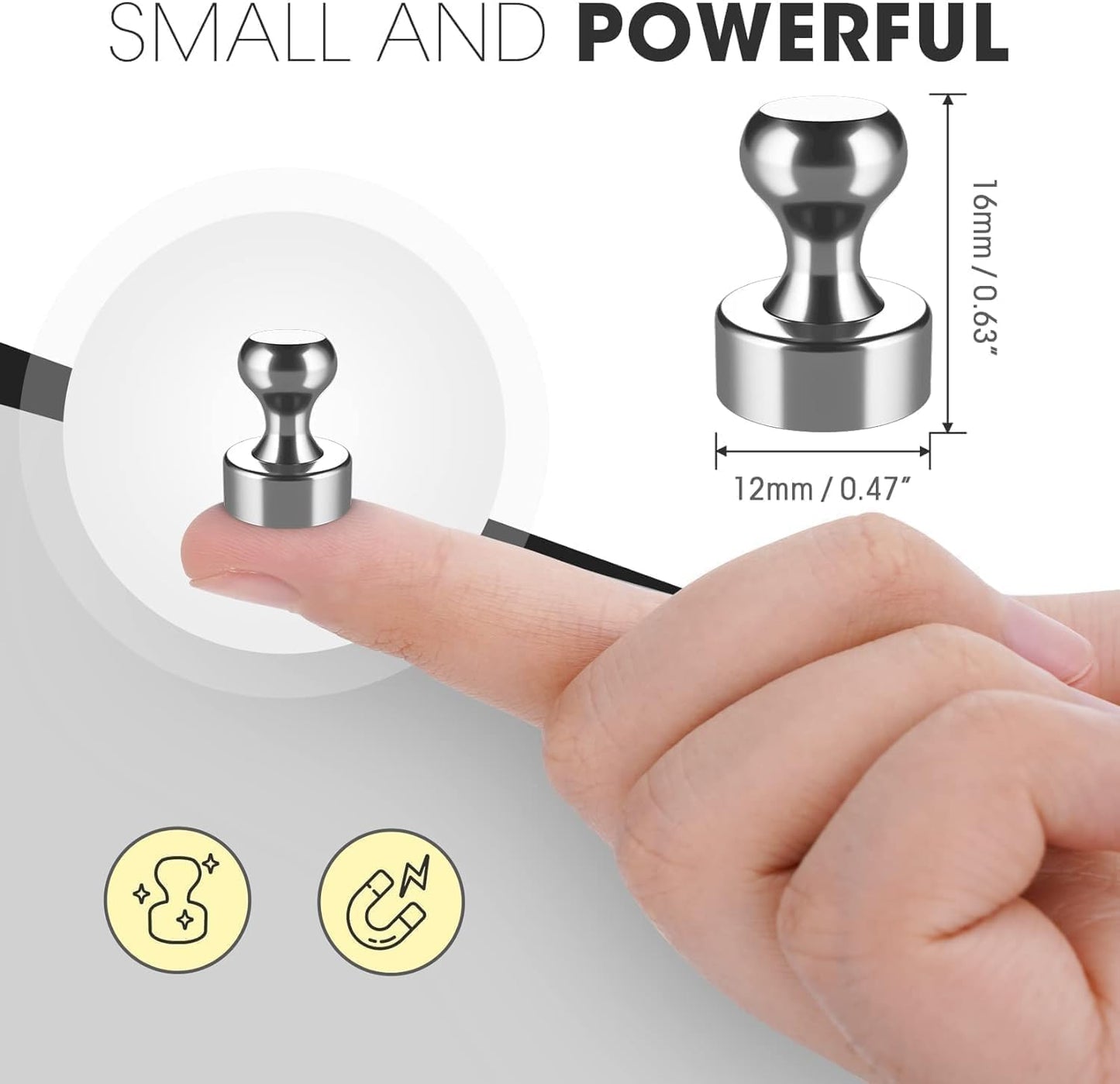 Grtard 8 Pack Magnetic Push Pins, Fridge Magnets for Whiteboard, Whiteboard Magnets Refrigerator Magnets, Small and Strong Push Pin Magnet for Office, School, Locker, and Map Magnet