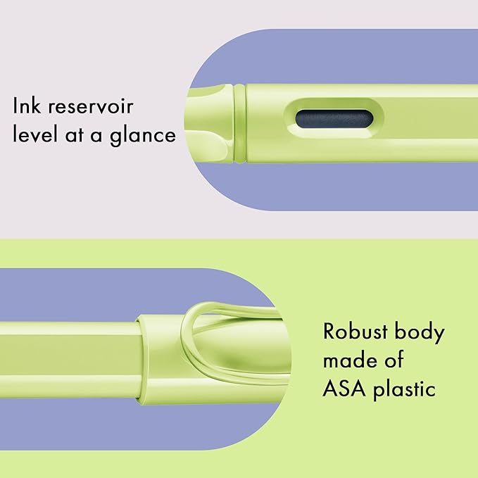 LAMY safari springgreen - Fountain Pen with ergonomic grip & polished steel nib in size M - ideal for any Writing & Calligraphy - including LAMY T 10 blue cartridge - Right-Handed