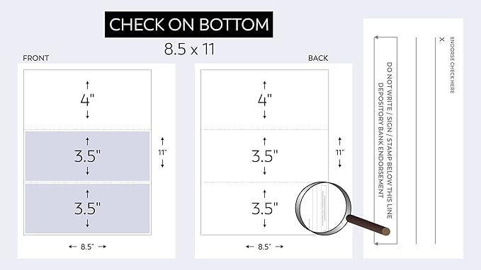 Compuchecks Check on Top Blank Check Paper - 2500 Pack, Quick-Books & Laser Printer Compatible - Security Business Checks with Voucher - 8.5" x 11" Blue/Green Prismatic