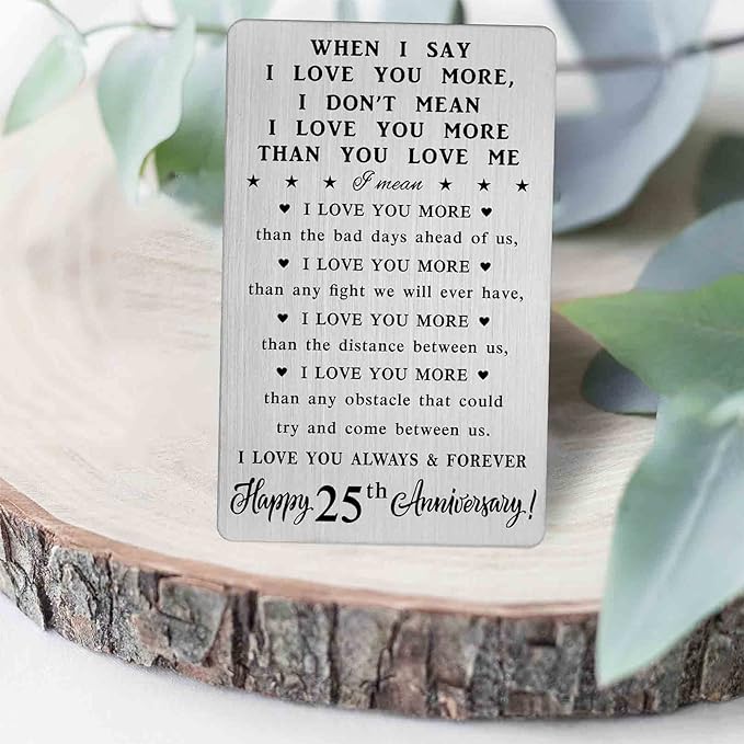 25th Anniversary Card Gifts for Women Couple, 25th 25 Year Anniversary Romantic Wallet Card Gifts for Wife