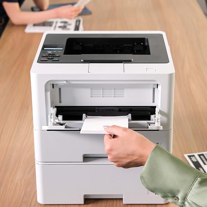 Brother HL-L5210DWT Business Monochrome Laser Printer with Dual Trays, Wireless and Gigabit Ethernet Networking, Duplex Printing, Large Paper Capacity, and Mobile Printing, White