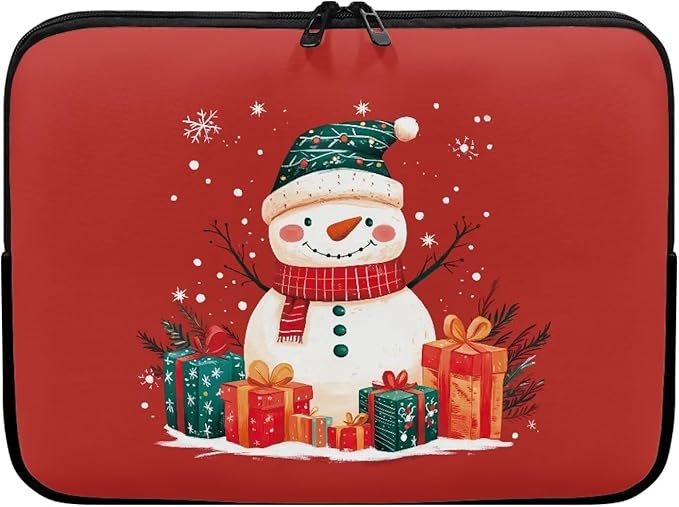 Cute Snowman Laptop Sleeve for Women Teen Girls 10 inch Laptop Protector with Multiple Uses Computer Carrying Case Christmas Tablet Bag Lap Top Case Men Laptop Protector
