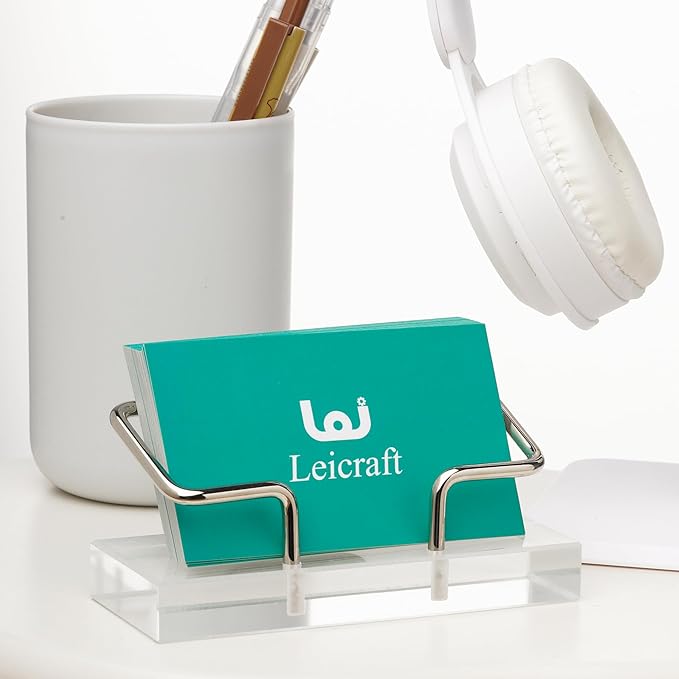 Business Card Holder for Desk, Modern Card Organizers and Office Desk Accessories for Men and Women (Rose Gold)