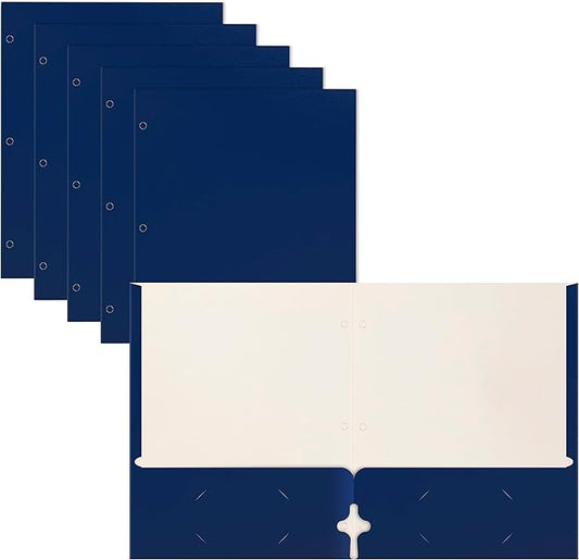 Better Office Products Two Pocket Portfolio Folders, 50-Pack, Blue, Letter Size Paper Folders, 50 Pieces, Blue