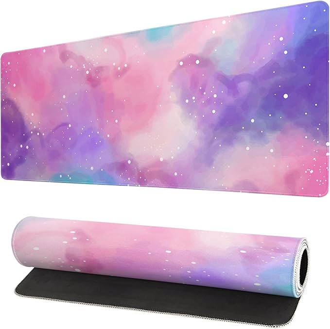 Extended Gaming Mouse Pad, Large Gaming Mouse Waterproof with Stitched Edges, Non-Slip Desktop Pad for Home and Office, Level Up Your 31.5x11.8 Inch… (Iridescent Cloud)
