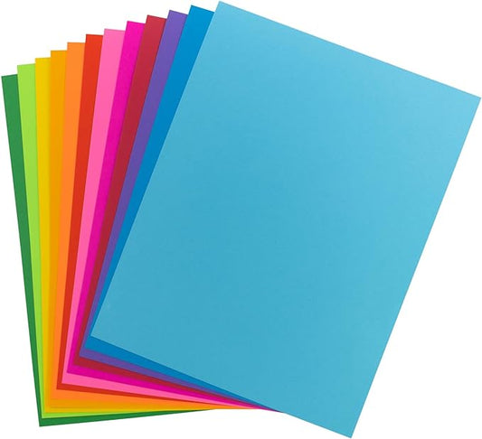 Hygloss Assorted Bright Colored Paper - 24 lb, 89 GSM, Acid-Free, Fade-Resistant, 8.5x11-Inch Letter Size Color Copy Paper, 240 Sheets, 12 Colors