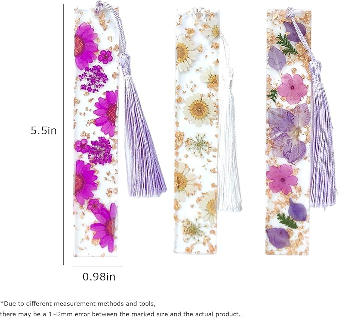 Daisy Epoxy Bookmarks Dried Flower Resin Bookmark Pressed Flower Bookmark Transparent Floral Dried Flower Page Marker acrylic bookmark for Kids Woman Teacher Students white daisy
