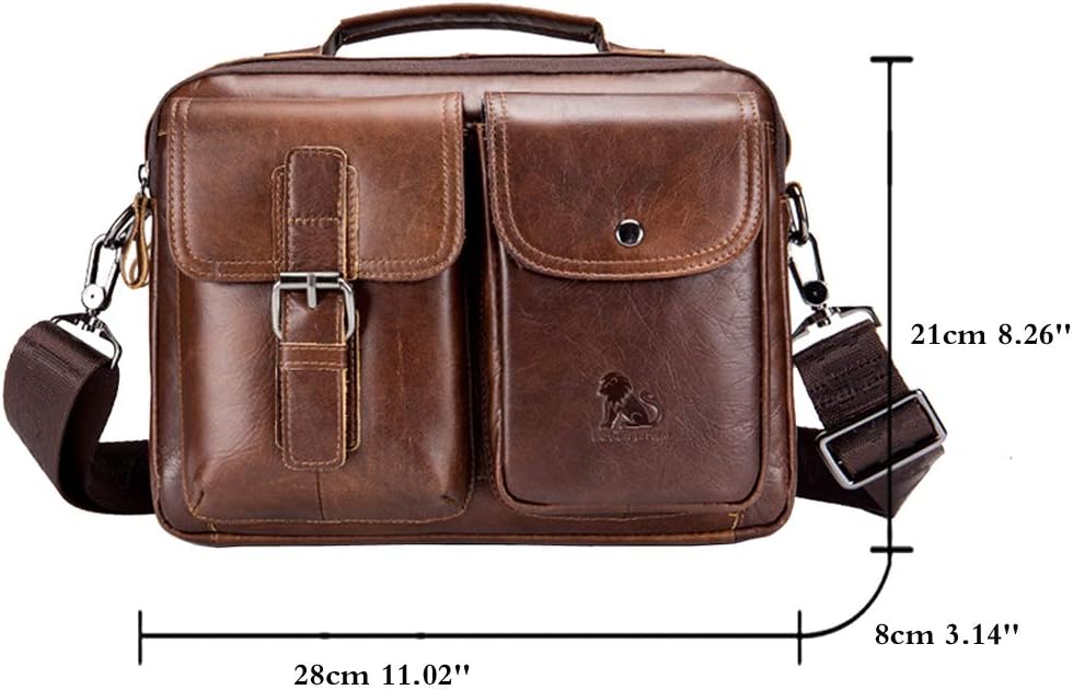Hebetag Small Leather Sling Shoulder Bag Messenger Pack for Men Women Outdoor Travel Business