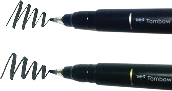 Tombow 62038 Fudenosuke Brush Pen, 2-Pack. Soft and Hard Tip Fudenosuke Brush Pens for Calligraphy and Art Drawings