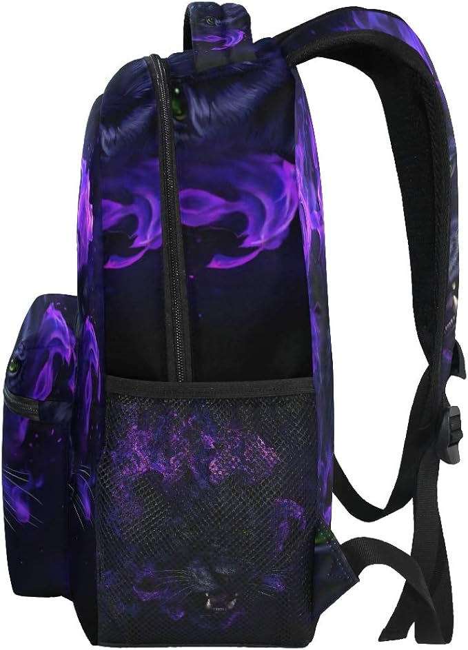 senya Panther Head In Flames Backpack School Bag Travel Daypack Rucksack for Boys