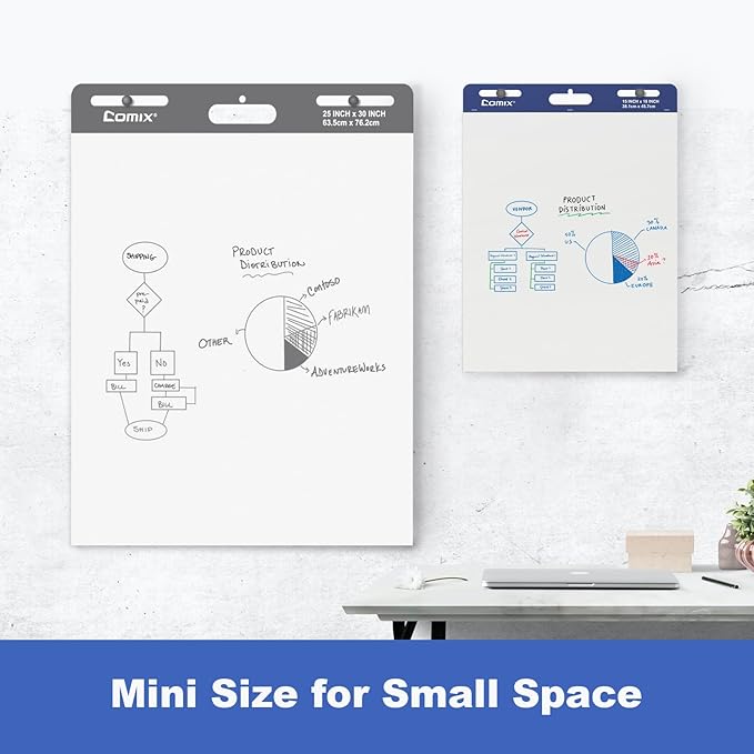 Comix Mini Size Sticky Easel Pad, 15 x 18 Inches Flip Chart Paper for Teachers, Anchor Chart Paper for Office, 30 Sheets/Pad, 24 Pads/Pack