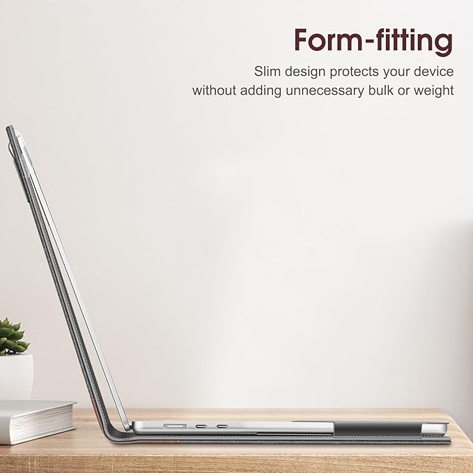 Fintie Sleeve Case for MacBook Air 15 Inch A3114 A2941 (2023 2024 Release), Premium PU Leather Folio Book Cover for MacBook Air 15.3" M2 M3 Chip with Liquid Retina Display and Touch ID, Gray