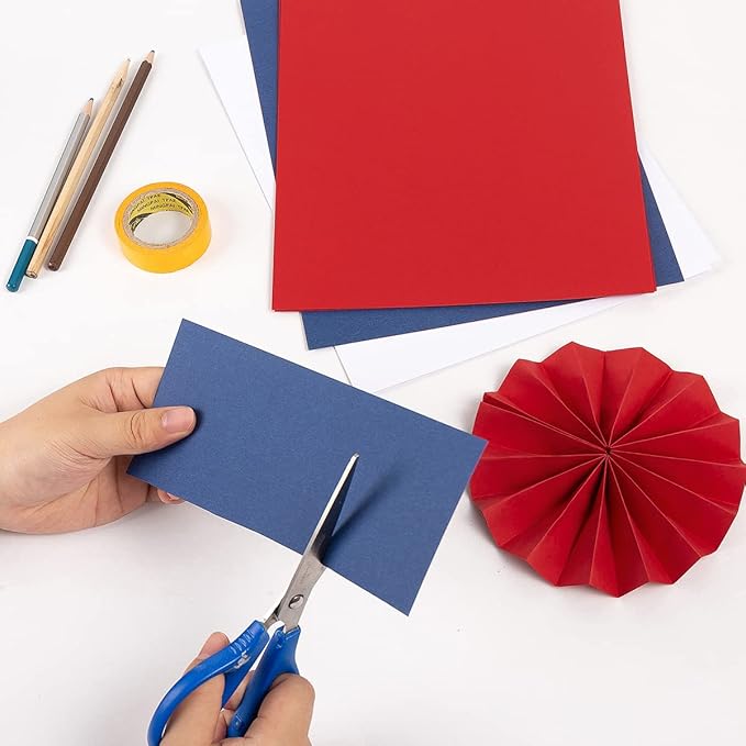 30 sheets Cardstock Paper 8 1/2 x 11 Inches for Crafts and Invitations (White/Red/Blue)