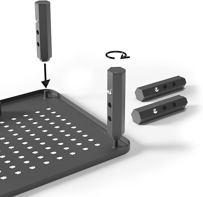 EVOOMI Back Saver Monitor Stand for Desk - 2 Pack Monitor Riser - Anti-Skid HD Hexagonal Steel Computer Stand - Free Cable Ties - Mesh Metal Computer Item Stand - Printer & iMac