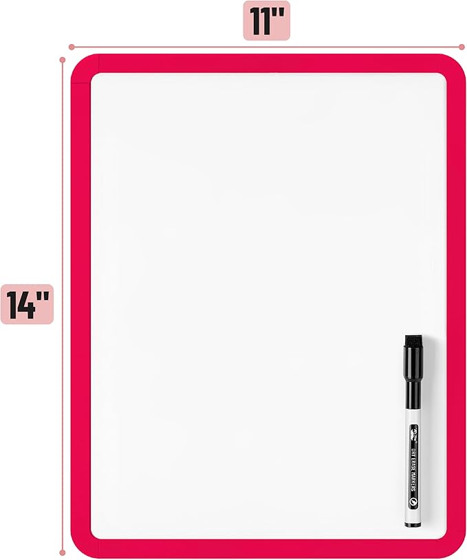 Mr. Pen- Dry Erase Board, 14' x 11', Black Dry Erase Marker, Red Frame, Mini White Board for Kids & Students