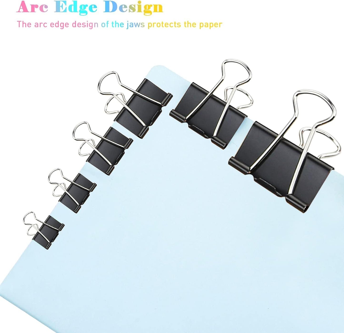 Small Binder Paper Clips 3/4 Inch Standard 19mm, 144 Pack, Black, 0.75 Inch Fold Clamp, Capacity 0.31 Inch, Office Clips, Micro Binder Clips