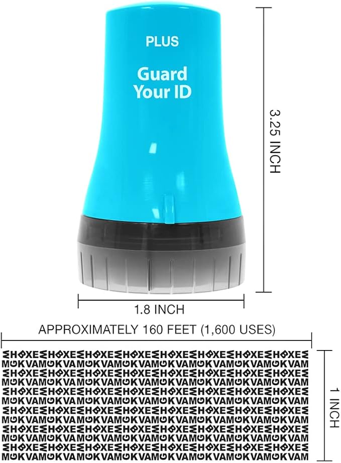 Wide Advanced ID Roller, Protect Your Private Information with Guard Your ID Theft Prevention and Confidential Roller Stamp, Easy to use Mess-Free Address Blocker, ASOTV (Wide 3-Pack, Turquoise)