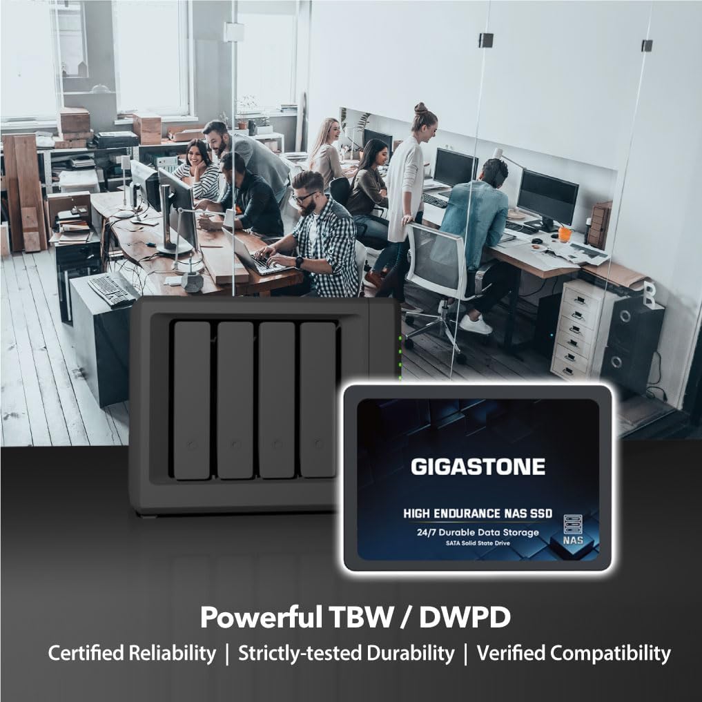 Gigastone 1TB NAS SSD Drive (2-Pack) 24/7 Durable TLC High Endurance RAID Data Storage Network Attached Storage 2.5" SATA Internal Solid State Hard Drives