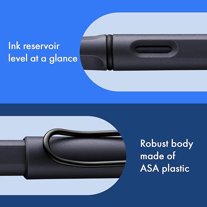LAMY safari steel black - Fountain Pen with ergonomic grip & polished steel nib in size EF - ideal for any Writing & Calligraphy - including LAMY T 10 blue cartridge - Right-Handed