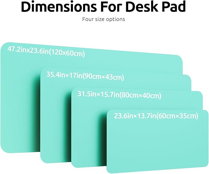 YSAGi Leather Desk Protector, Office Mat, Large Mouse Mat, Non-Slip PU Leather Blotter, Laptop Pad, Waterproof Writing Pad for Office and Home (Calamine Blue, 47.2" x 23.6")