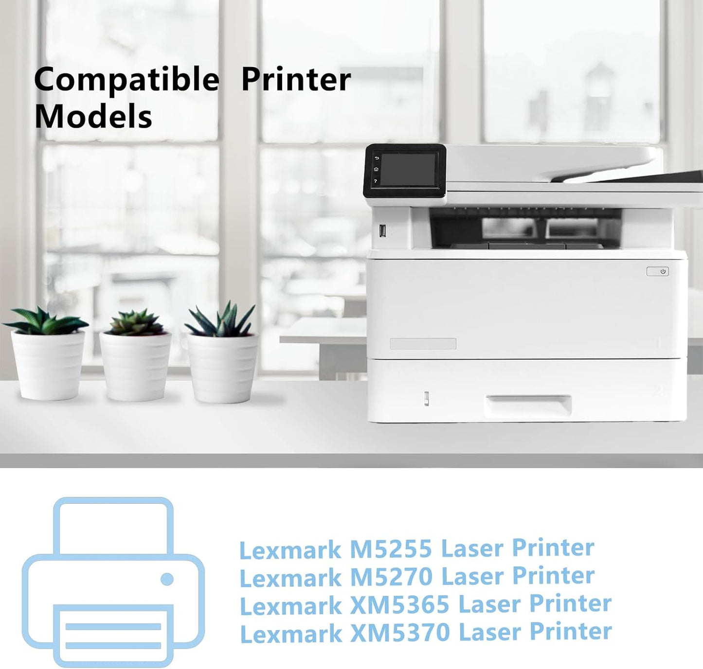 High Yield 25B3074 Black Toner Cartridge Compatible with Lexmark 25B3074 Toner Cartridge for M5255 M5270 XM5365 XM5370 Laser Printer(45,000 Pages)