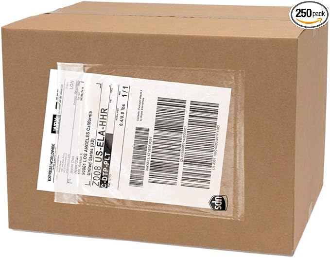 250 Pack UPS Label Pouches 6.5” x 10”| Packing List Envelope | Commercial Grade UPS Pouches | Shipping Label Pouches | Mailing Pouches | UPS Pouches | UPS Label Pouch | Labels for Storage Bins