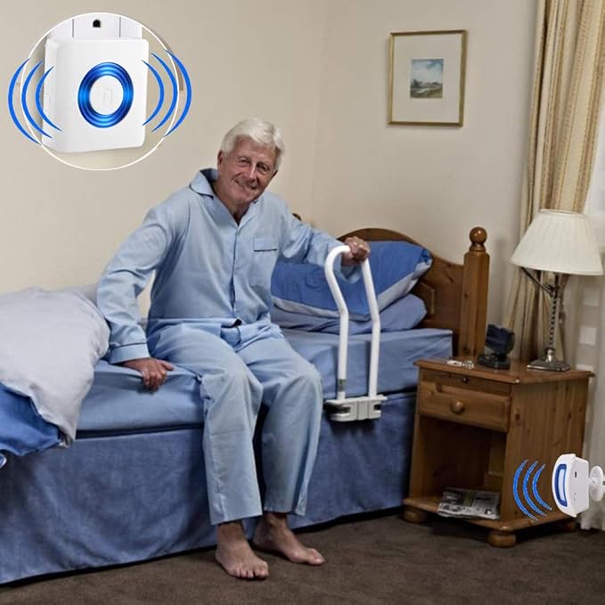 Caregiver Pager Wireless Motion Sensor Alert Room Bed Alarm and Fall Prevention for Elderly Dementia Patients (3 Receiver+2 Monitor Motion)