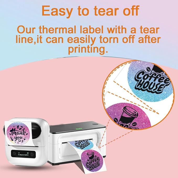 2 x 2 Round Thermal Labels, 2 inch Round Thermal Sticker Labels for Business and Home, for Label Printer, for M110/M220/M221 Label Maker，140 Labels for Printer, Fantasy Purple