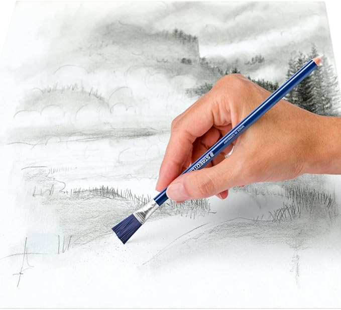 Staedtler Eraser Pencil with Brush, White, Blue, 1 Count (Pack of 2)