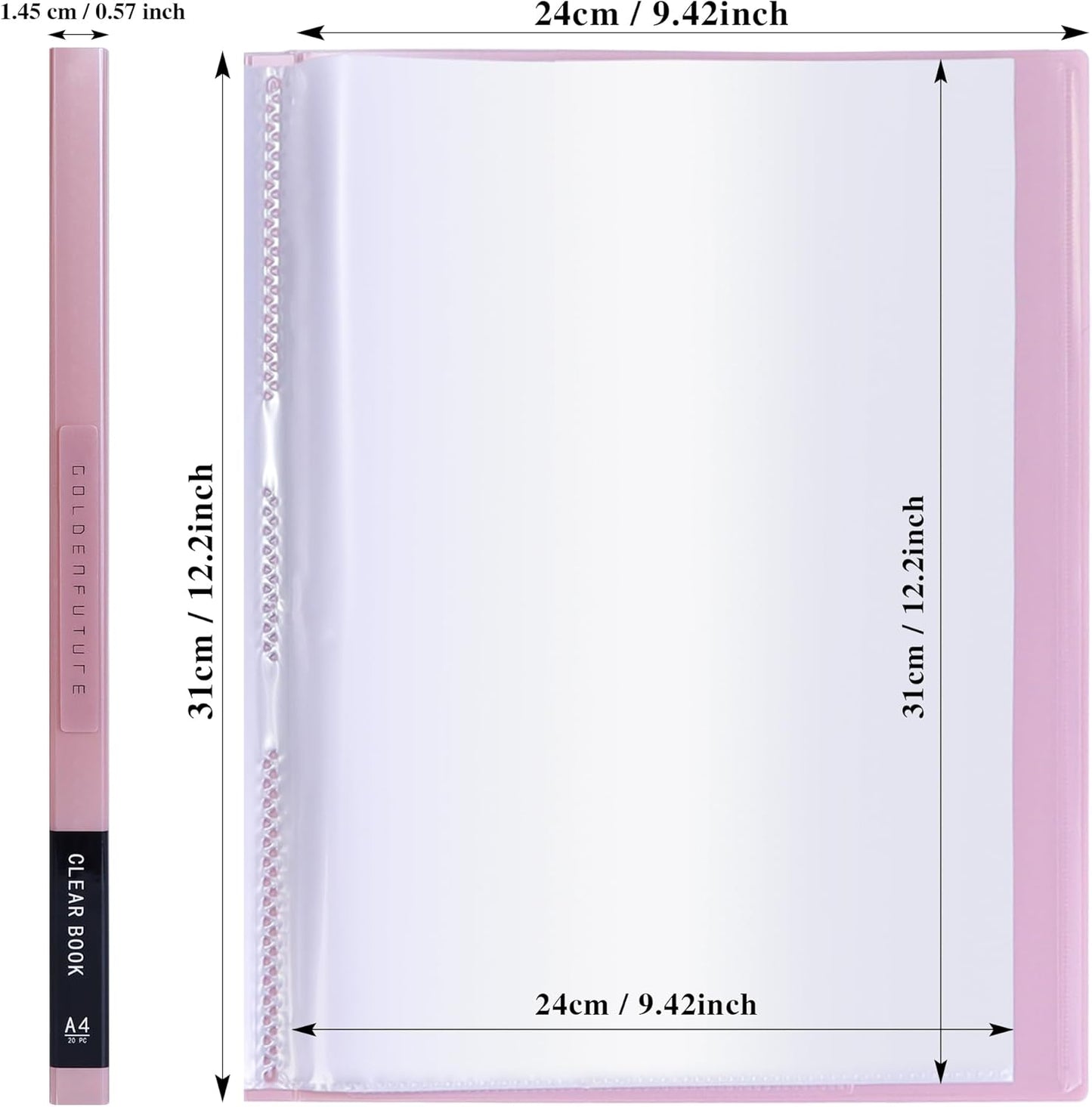 Tuhangcc Binder with Plastic Sleeves 8.5x11 20-Pocket - Heavy Duty Art Portfolio Folder with Clear Sheet Protectors,Displays 40Pages, Presentation Book for Artwork, Document Organizer (Orange)