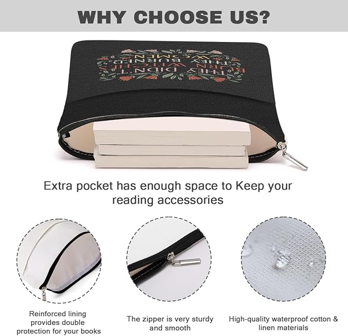 Book Themed Gifts Waterproof Book Sleeve Book Pouch Halloween Reading Gifts Witchy Gifts for Women Best Friend Book Covers for Paperbacks Book Accessories Book Protector with Zipper and Front Pocket