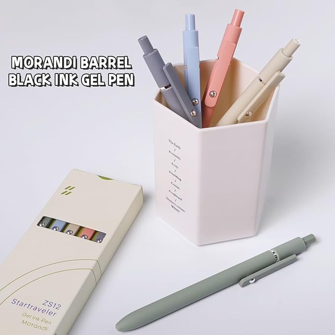 UIXJODO Gel Pens, 10Pcs 0.5mm Black Ink Pens Fine Point Smooth Writing Pens, High-End Series Retractable Pens for Journaling Note Taking, Cute Office School Supplies Gifts for Women (10 Pcs Morandi)