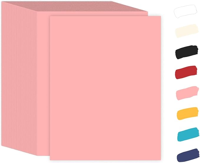 100 Sheets Pink Cardstock 8.5 x 11 65lb Paper, Goefun Pink Card Stock Printer Paper for Arts & Crafts, Presentations, Stationary Printing