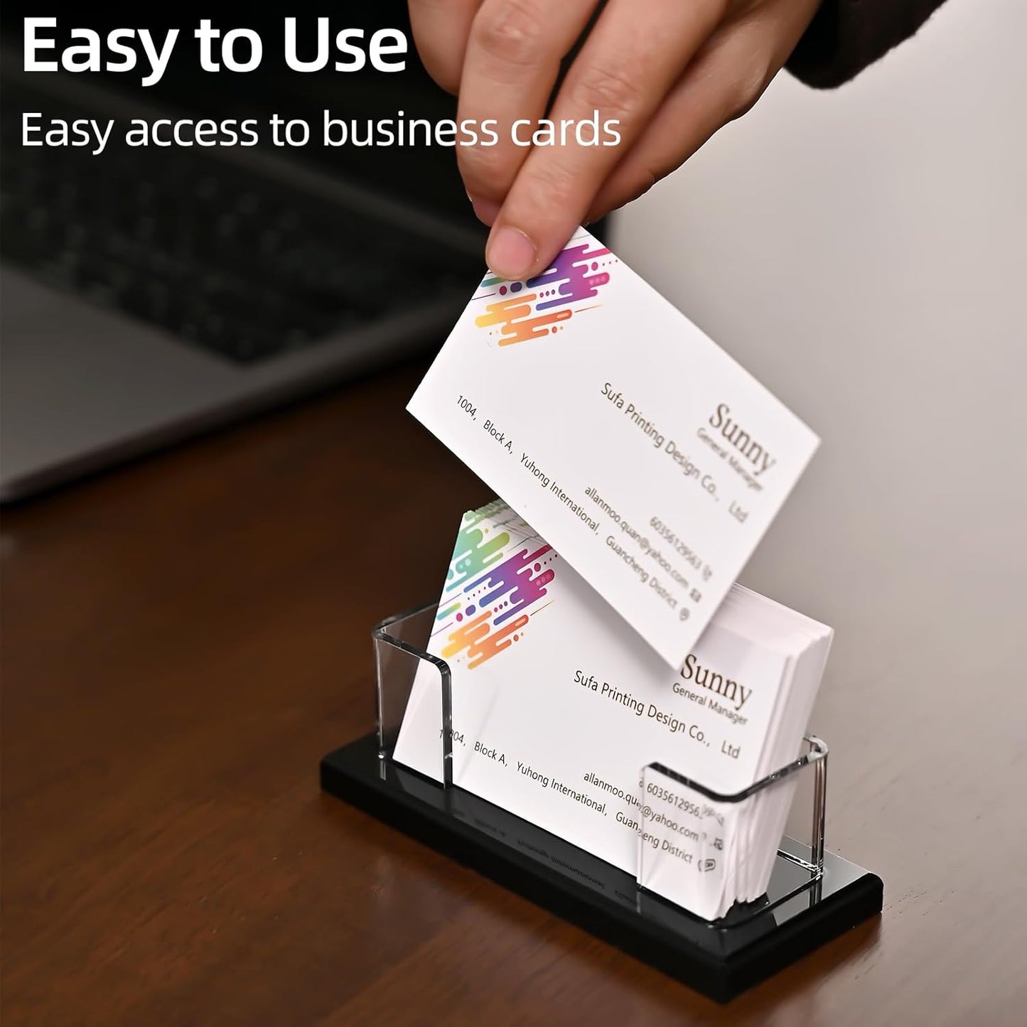 PecMuikee Business Card Holder for Desk，Acrylic Business Card Display Stand,Multiple Business Card Holders for Office, Exhibition, Home, Restaurant 1Slot 2 Pcs