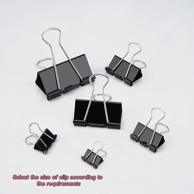 Binder Clips, Medium Binder Clips,24 Pcs 1.25 Inch,Black Metal Binder Clips and Paper Clips for Office, Home, School