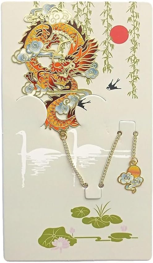 MOZART Chinese Dragon Gift Box Chinese Style Brass Bookmark Classical Mythological Characters Mountain and Sea Sutra Series Creative Cultural Copper Bookmark Metal Bookmarks
