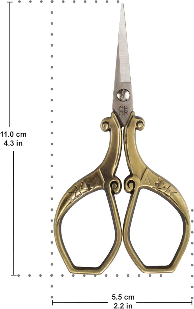 JubileeYarn Chinese Wing & Cloud Embroidery Craft Scissors - Bronze - 3 Scissors