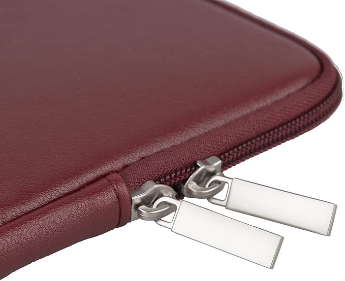 RAINYEAR 13 Inch Laptop Sleeve Soft PU Leather Case Water Resistant Padded Cover Bag Compatible with 2021 2022 MacBook 13.6" M2 A2681 13.3" A2338 Air Pro M1 A2337 A2159 A2179 A2251 A2289(Red)