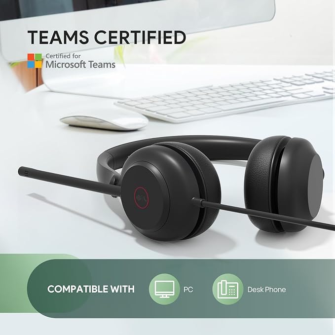 Yealink UH35 USB Headset for PC, Wired Headset with Noise Cancelling Microphone, Teams Certified, All-Day Comfort Design, Stereo Headset for Home Office Online Meeting, Easy Mute, Busylight