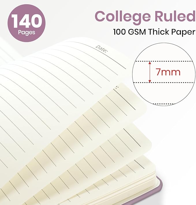 Lined Spiral Journal Notebook for Women, A5 College Ruled Journals for Writing, Hardcover Notebooks for Work, Note taking and Office School Supplies,140 Pages - Purple